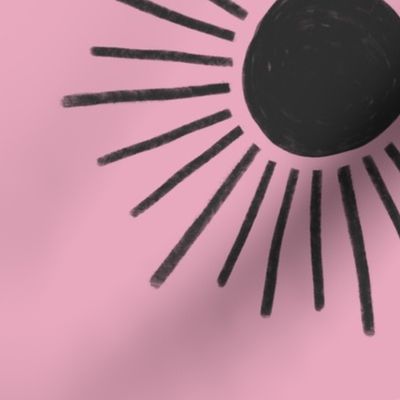 Sunshines - Charcoal on Pink (jumbo scale)