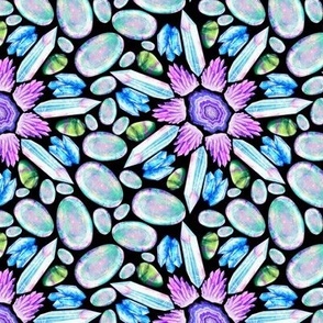 Gemstone flowers in purple and blue