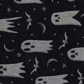 Embroidered Ghosts Dark Linen BG Rotated - XL Scale