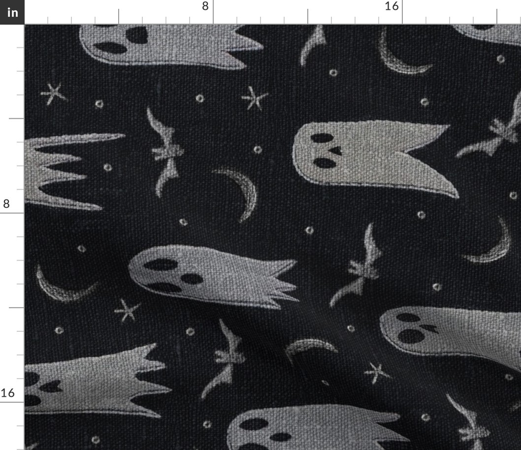 Embroidered Ghosts Dark Linen BG Rotated - XL Scale