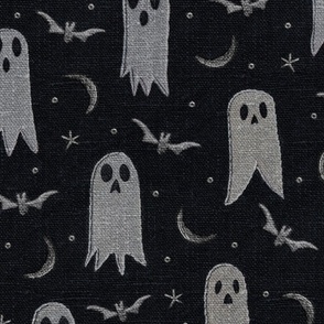 Embroidered Ghosts Dark Linen BG - XL Scale
