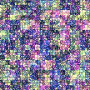 Colorful Jewel Tone Vibrant Vivid Sparkly Retro Boho Funky Groovy Geometric Grid Pattern