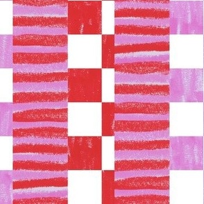 textured red pink stripes check
