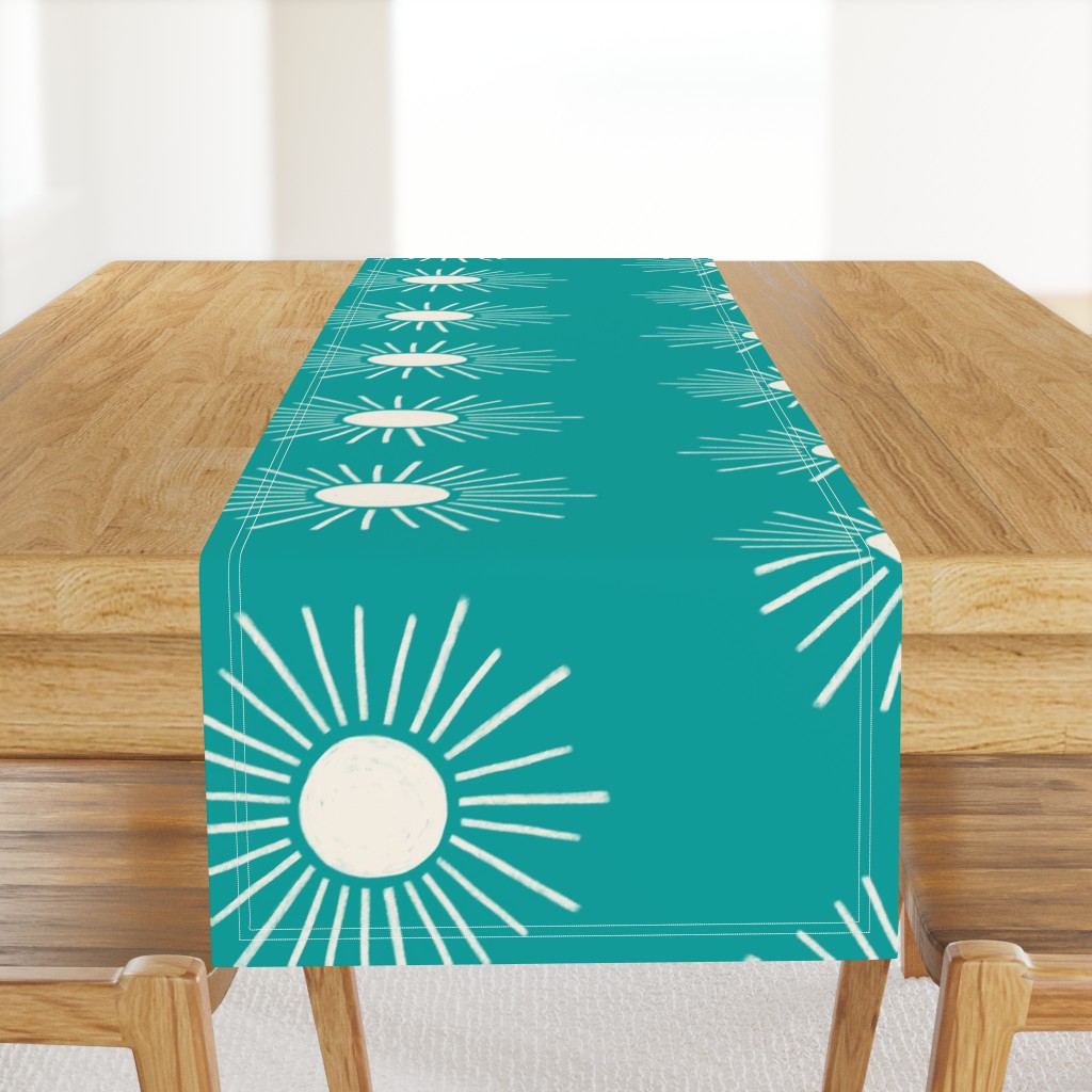 Sunshines - Cream on Teal (jumbo scale)