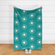 Sunshines - Cream on Teal (jumbo scale)