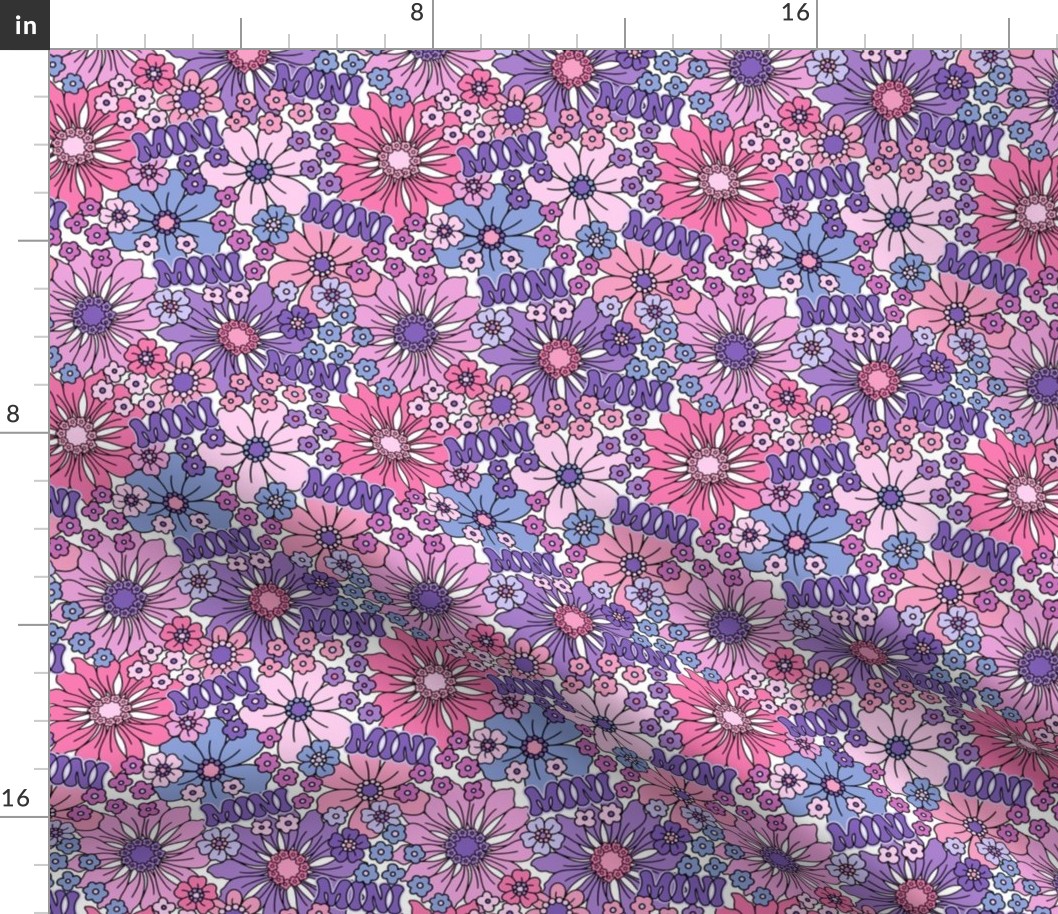 MINI Yesterday Daisy Purple  White BG - XL Scale