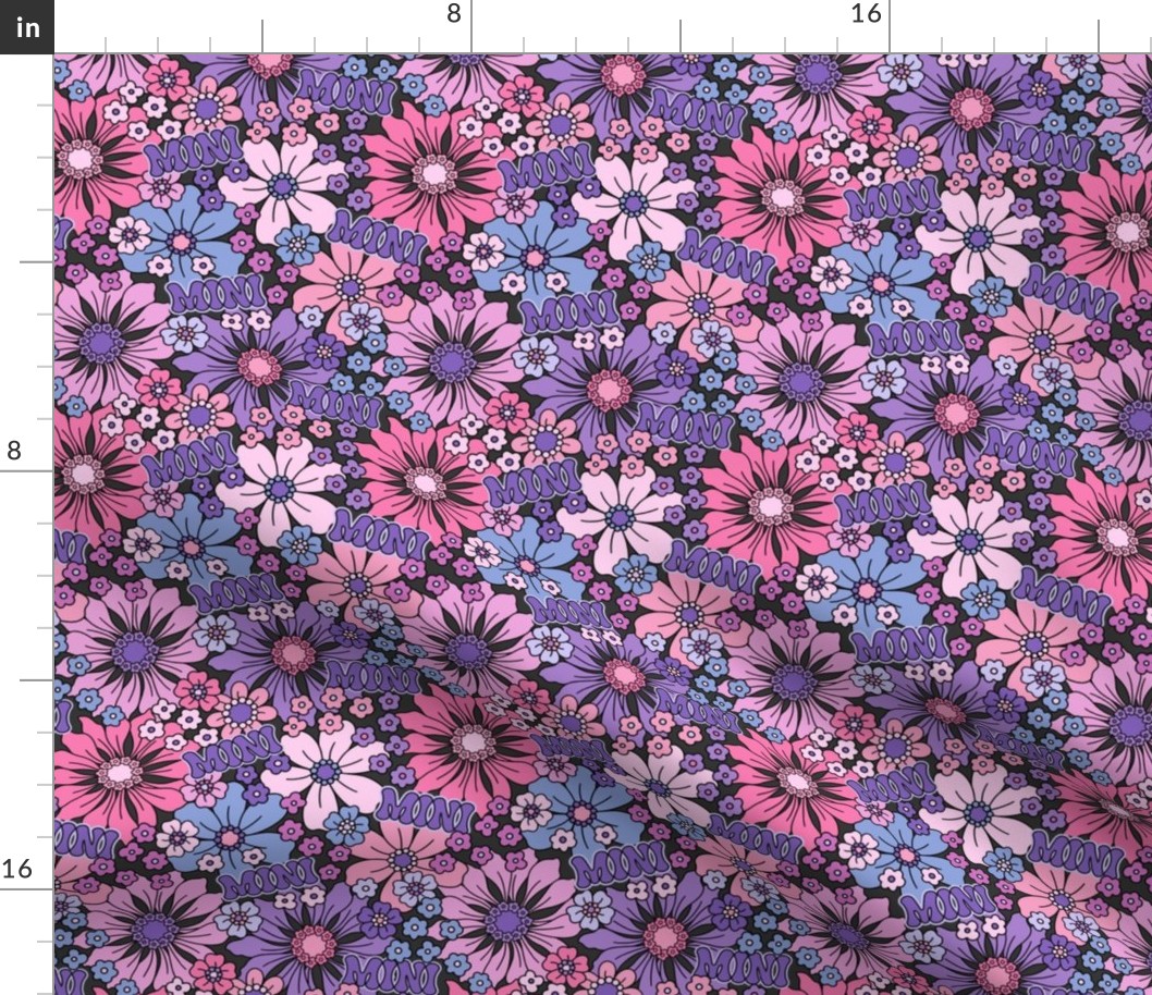 MINI Yesterday  Daisy Purple Grey BG -Small Scale