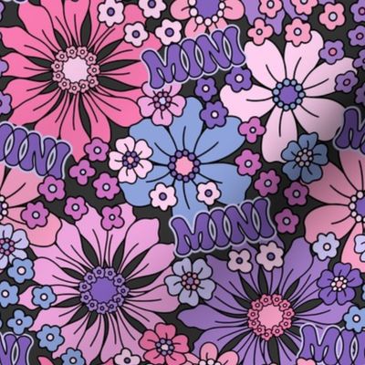 MINI Yesterday  Daisy Purple Grey BG -Medium Scale