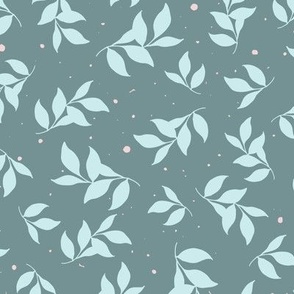 Spring Leaves - Robin's Egg Blue on Teal - Large scale