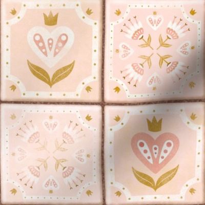 princess tiles baby girl nursey wallpaper (dollhouse)