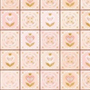princess tiles baby girl nursey wallpaper (dollhouse)