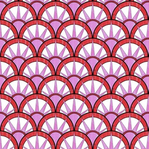 textured red pink fancy fan