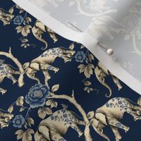 Small Scale, Blue and White Elephant Chinoiserie