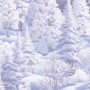 WINTER PASTEL SNOWY FOREST PURPLE FLWRHT