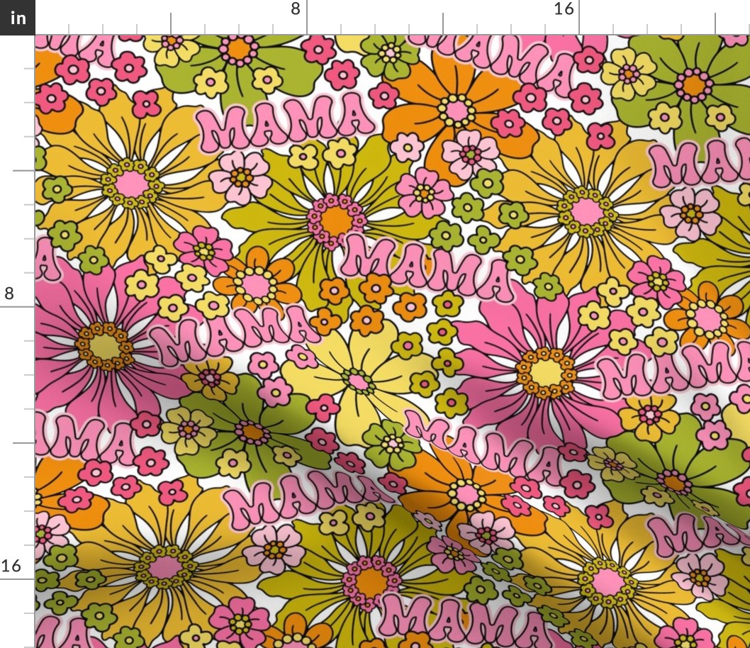 Mama Yesterday Daisy Citrus White BG - Large Scale