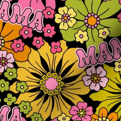 Mama Yesterday Daisy Citrus Black BG -  Large Scale