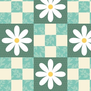Sage Turquoise Daisy Top Quilt