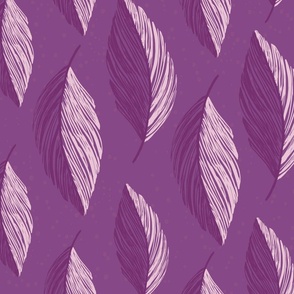 Large - Pink and Purple Feather stripes on Purple