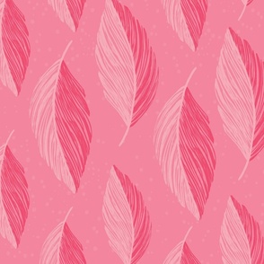 Large - Light and Dark Pink Feather stripes on Soft Pink 