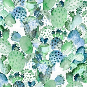 Green and Blue Cactus Pattern - Nature - Desert Pattern - Wallpaper Pattern - Hand Drawn - Watercolor - Southwestern Pattern - Boho Pattern - Plants - Succulents 