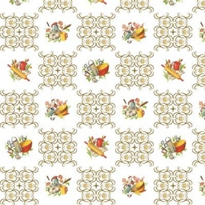 KITCHEN DAMASK SMALL - COLLINWOOD KITCHEN COLLECTION (BROWN AND YELLOW)