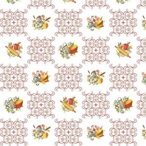 KITCHEN DAMASK SMALL - COLLINWOOD KITCHEN COLLECTION (RED AND JADITE)