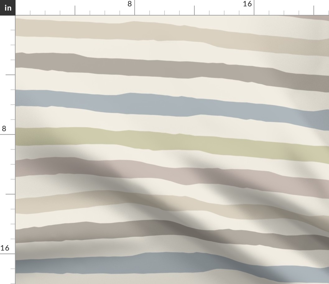 Jagged Horizontal Stripes | Creamy White, Bone Beige, Thistle Green, Cloudy Silver, French Gray, Silver Rust | Stripe