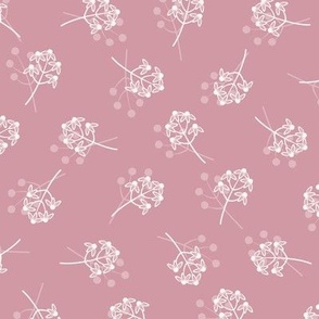 Berry Blossom Toss: Dusty Rose Pink Floral, Antique Rose Botanical