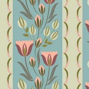 Vintage tulip garden, periwinkle, large