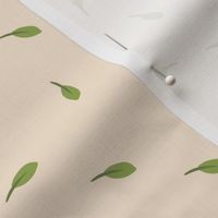 falling leaves - spring green leaves on a cream background - small scale - shw1013 bb