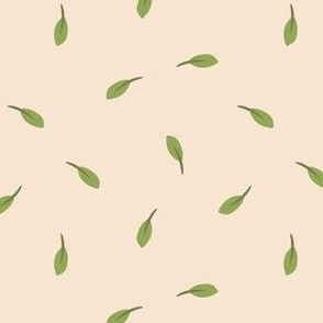 falling leaves - spring green leaves on a cream background - small scale - shw1013 bb