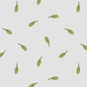 falling leaves - spring green on soft gray background - shw1013 