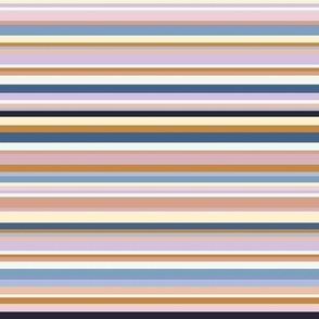 Thin summer stripes - colorful folk lines in shades of blue,  pink and orange