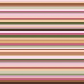Thin tropical stripes - colorful folk lines in shades of pink, green and orange