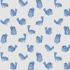 cute blue birds on pale gray - small scale - shw1015 bb