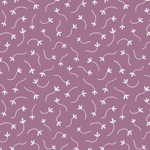Ditsy wavy leaves burgundy purple and white