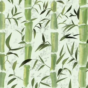 Fresh green Bamboo in stripes on a light green background with texture - large scale