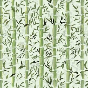 Fresh green Bamboo in stripes on a light green background with texture - medium scale