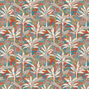 Boho Wilderness No.028 - Exotic Nature with Big Cats, Snakes and Palms in Vintage, Summery Shades / Medium