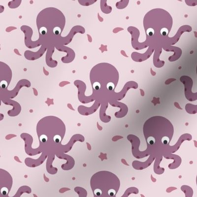 Playful octopus in the ocean - purple and pink