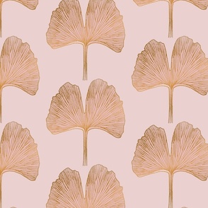 Gingko Leaf Pattern Pink Gold