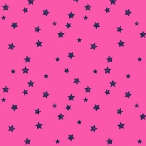 Distressed Stars Dark Blue (navy) on hot Pink - Small 