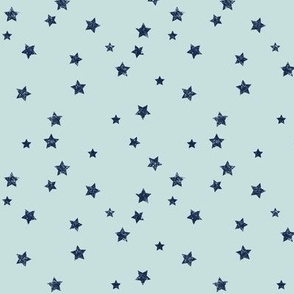 Distressed Stars Dark Blue (navy) on Dusky Blue - Small 