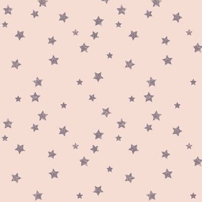 Distressed Stars Dark Grey (Taupe) on pale pastel Pink - Small 