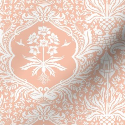 Art Nouveau Quirky Damask Hidden Surprises - salmon pink.