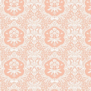 Art Nouveau Quirky Damask Hidden Surprises - salmon pink.