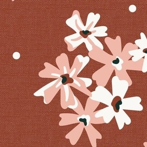 Garden Breeze Floral Brick Red Pink Large Scale