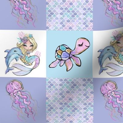 3 inch sqaured Patchwork mermaid