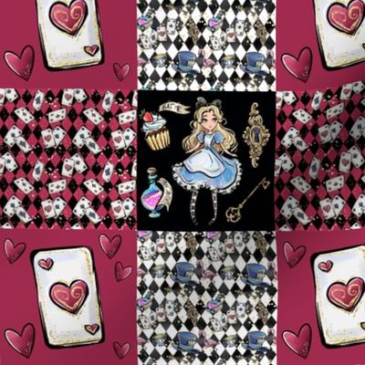 3 inch square Patchwork Alice and Card 