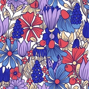 Dolly spring floral blue red purple